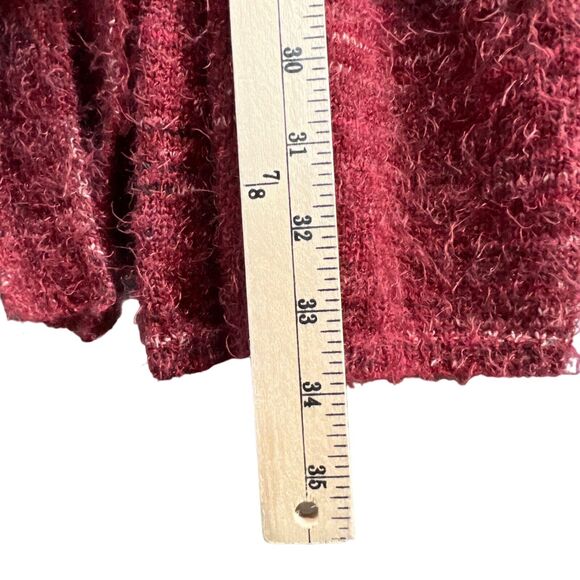 Knox Rose Cardigan Sweater Womens XL Burgundy Red Fuzzy Eyelash Tie Front Cozy - Picture 12 of 15